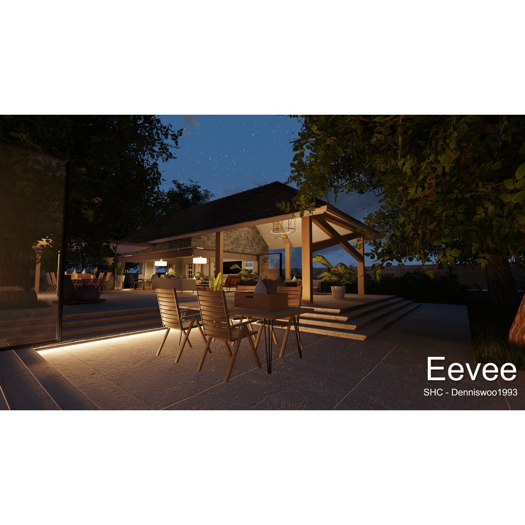 Large Mansion 3D Model – Classic Modern Villa with Animation, Blender - View 105