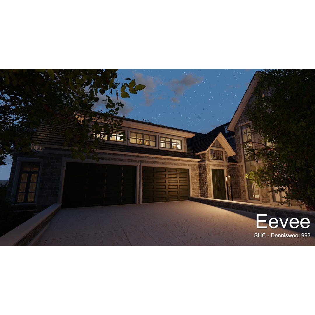 Large Mansion 3D Model – Classic Modern Villa with Animation, Blender - View 108