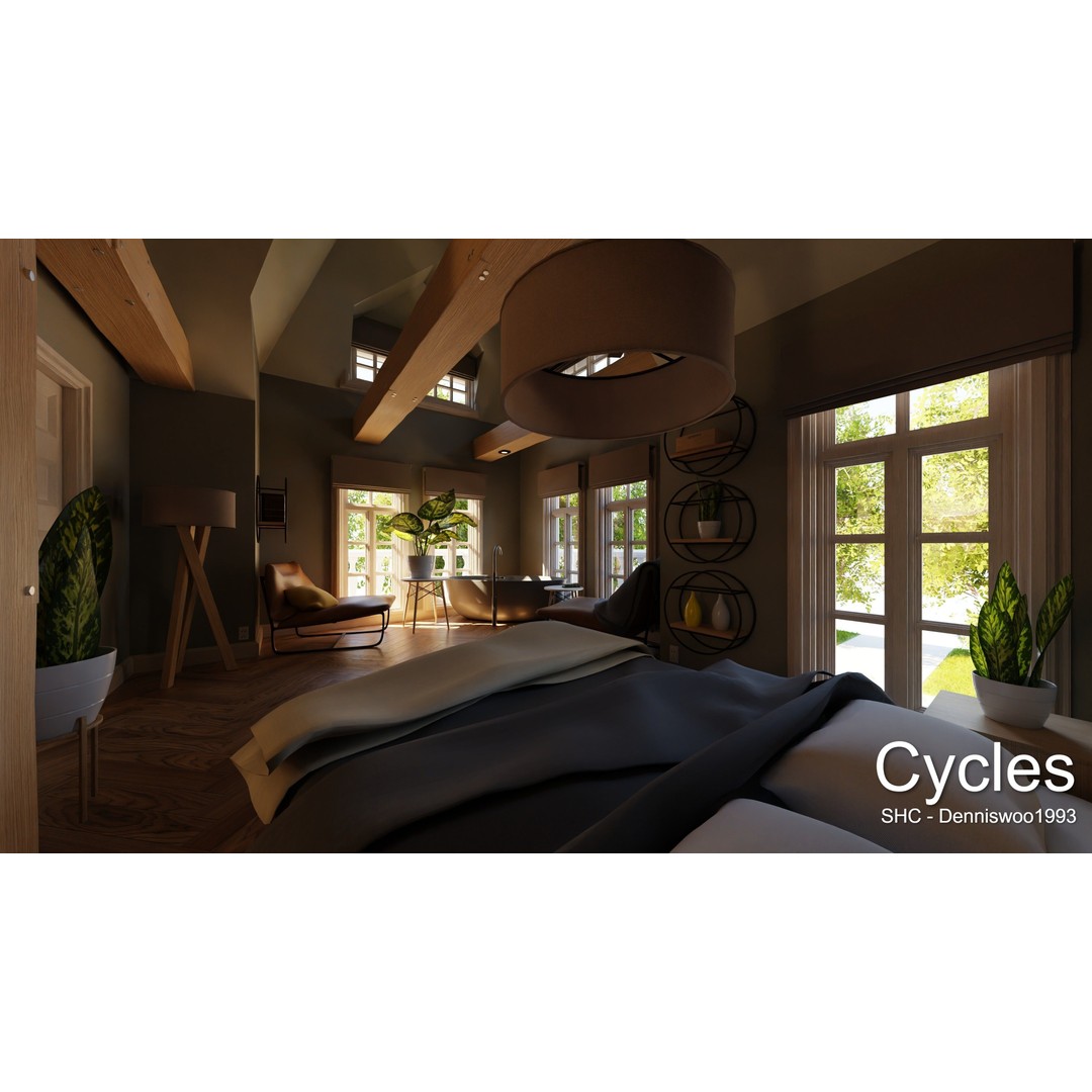 Large Mansion 3D Model – Classic Modern Villa with Animation, Blender - View 11