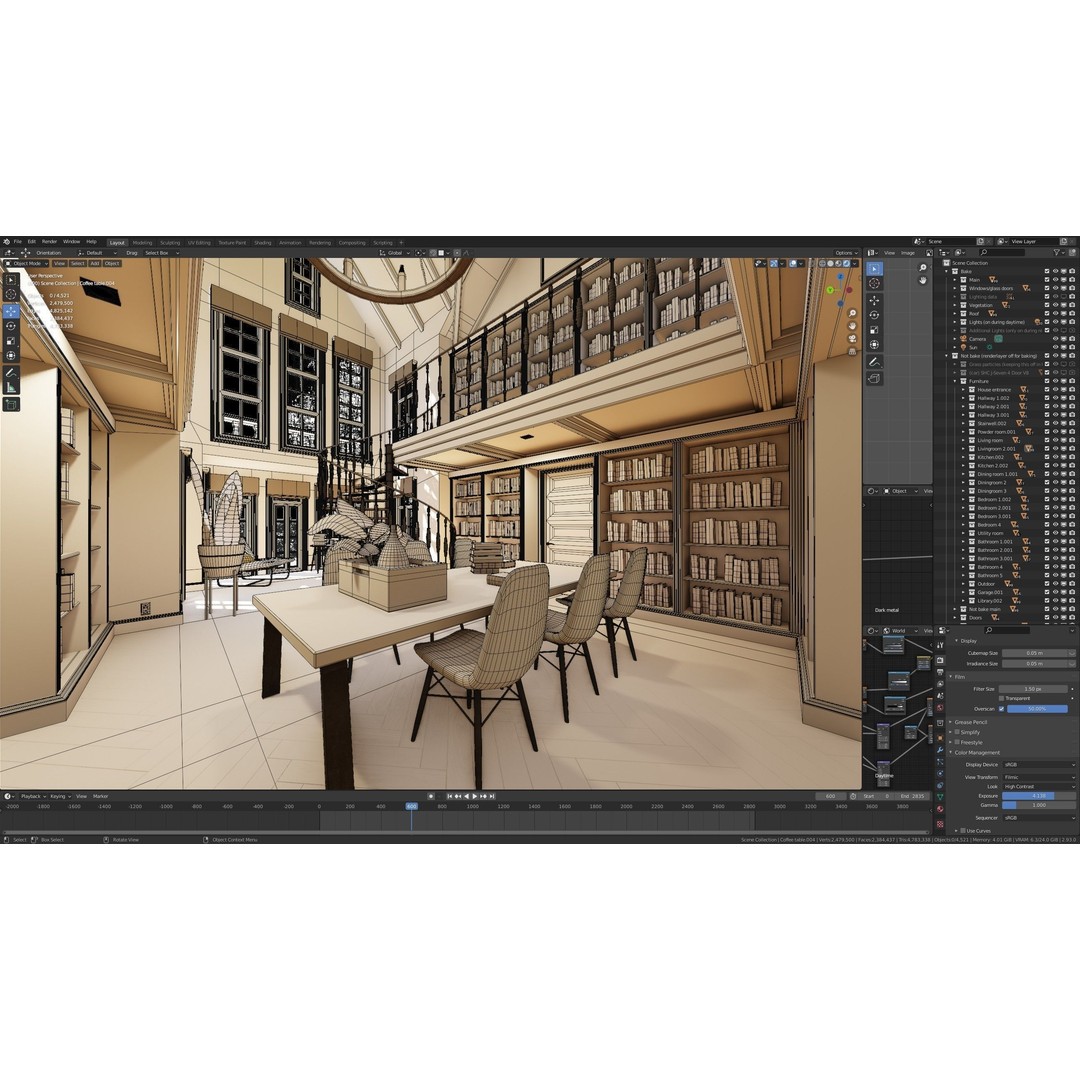 Large Mansion 3D Model – Classic Modern Villa with Animation, Blender - View 115
