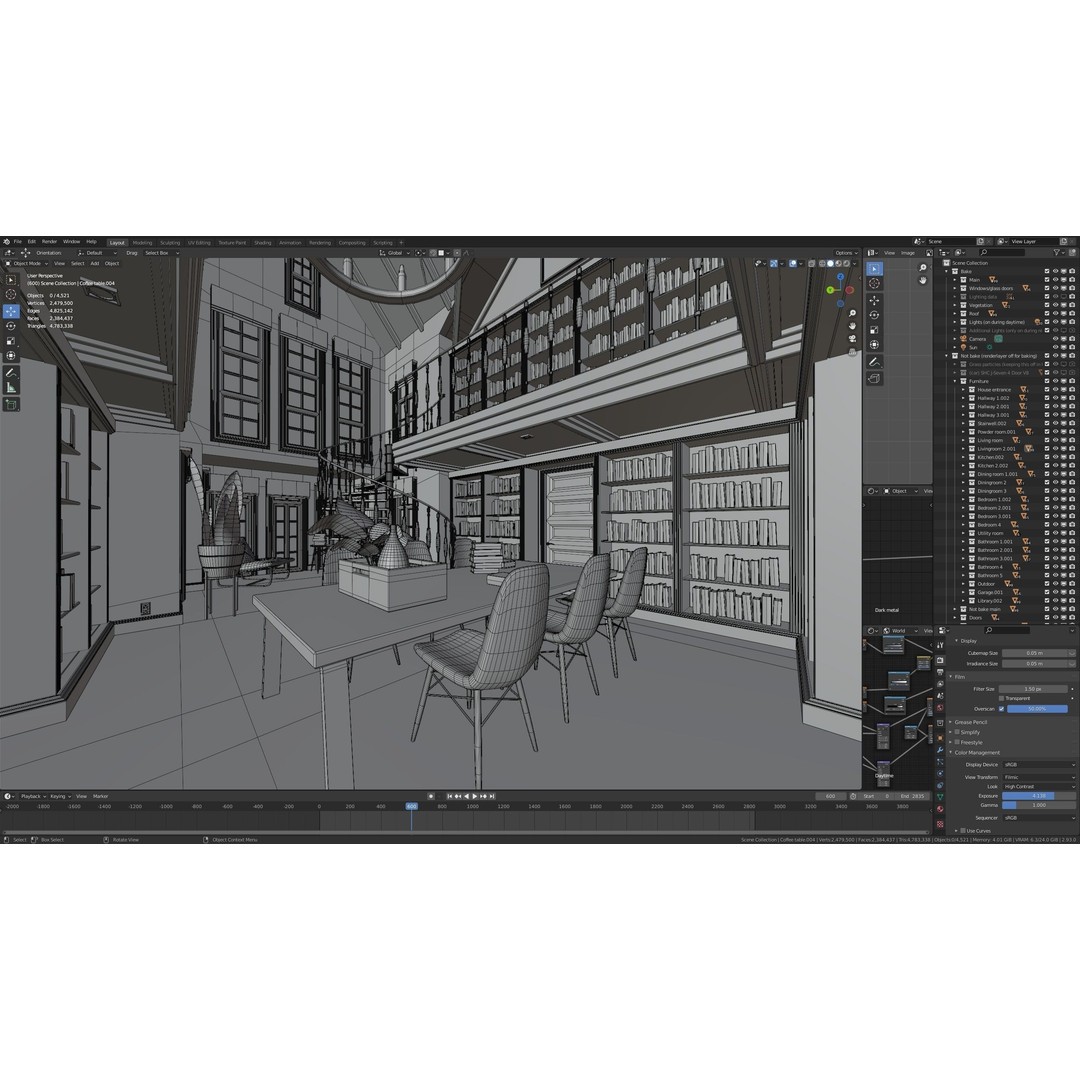 Large Mansion 3D Model – Classic Modern Villa with Animation, Blender - View 116