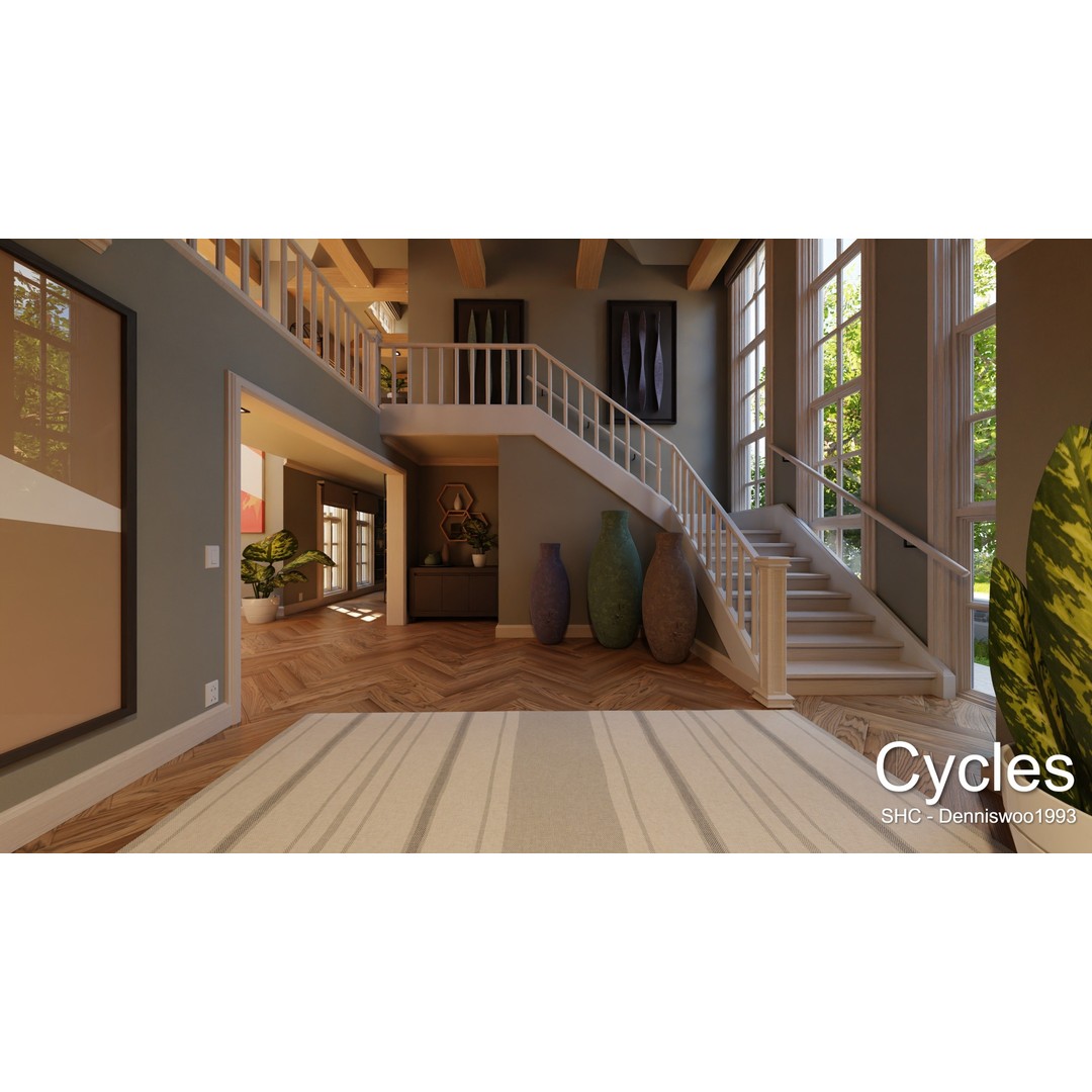 Large Mansion 3D Model – Classic Modern Villa with Animation, Blender - View 14