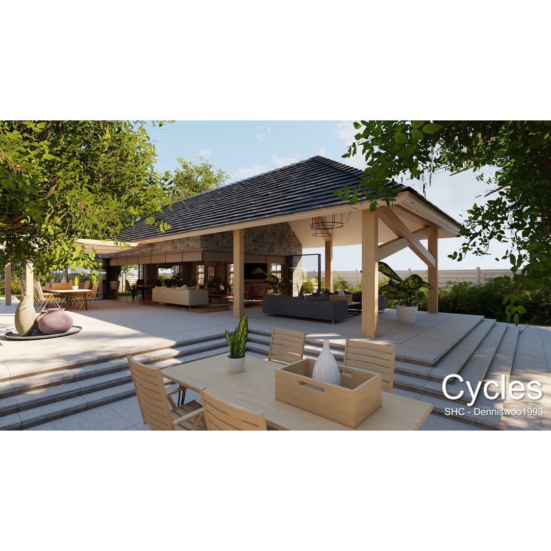Large Mansion 3D Model – Classic Modern Villa with Animation, Blender - View 15