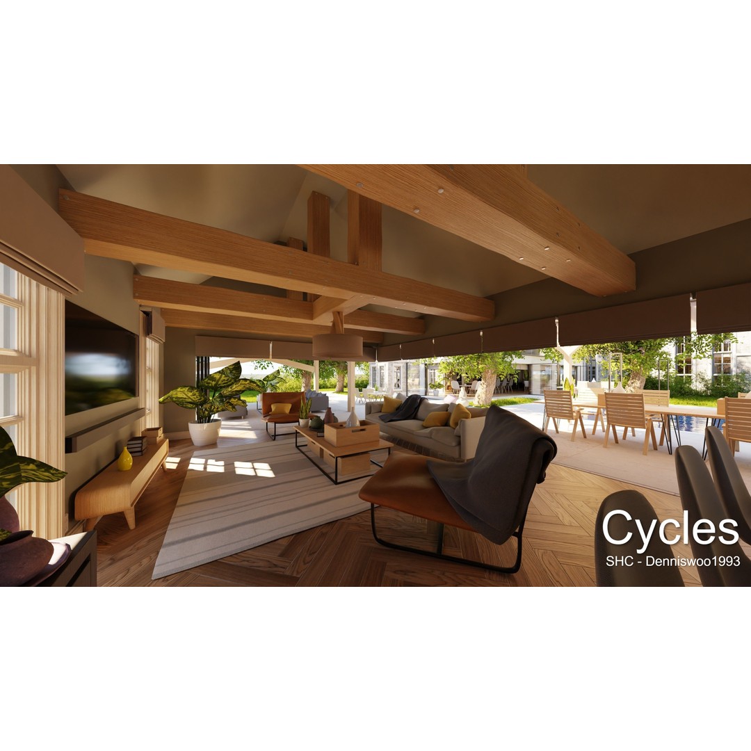 Large Mansion 3D Model – Classic Modern Villa with Animation, Blender - View 17