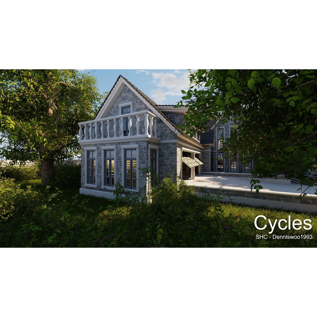 Large Mansion 3D Model – Classic Modern Villa with Animation, Blender - View 25