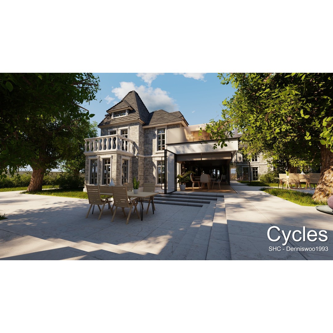 Large Mansion 3D Model – Classic Modern Villa with Animation, Blender - View 32