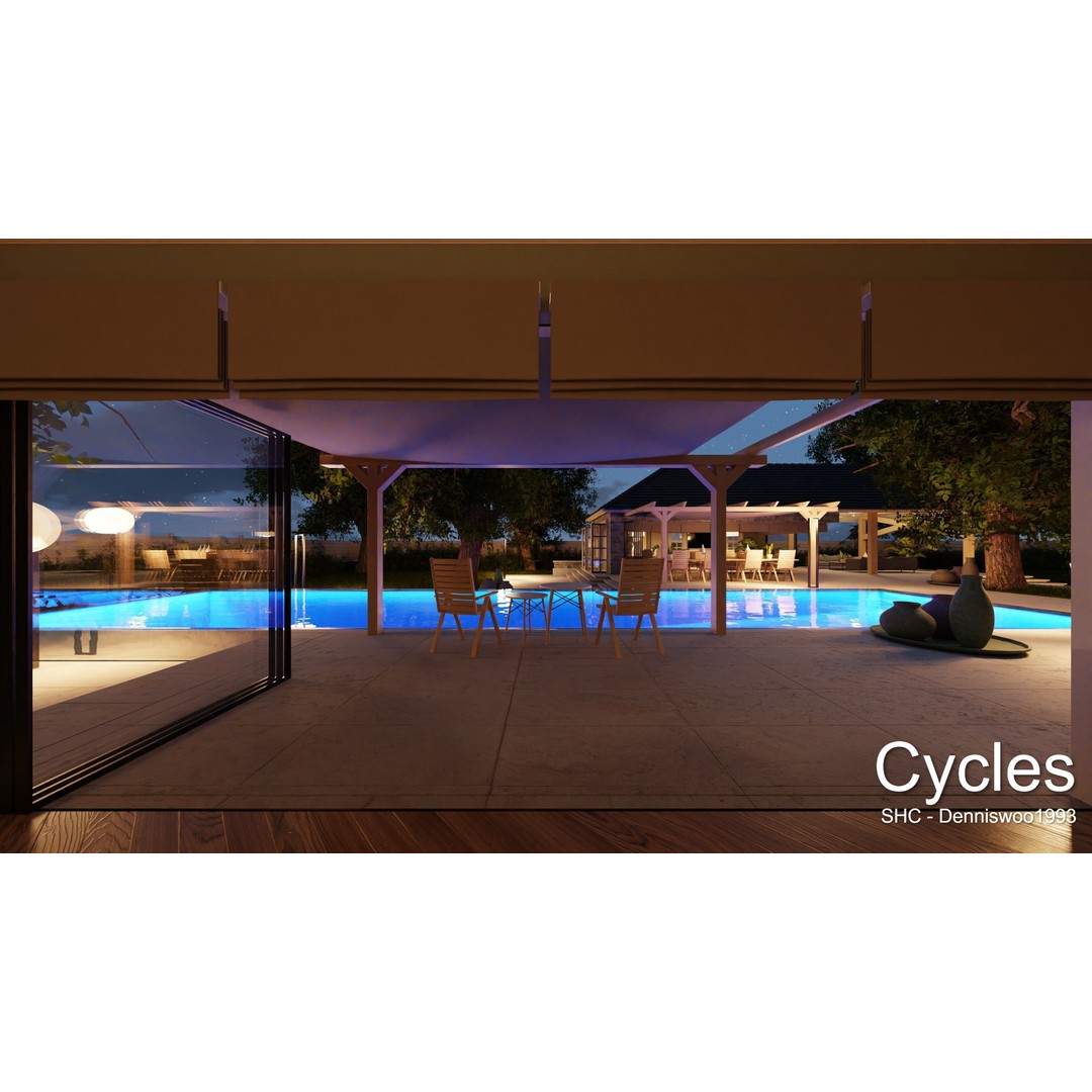 Large Mansion 3D Model – Classic Modern Villa with Animation, Blender - View 33