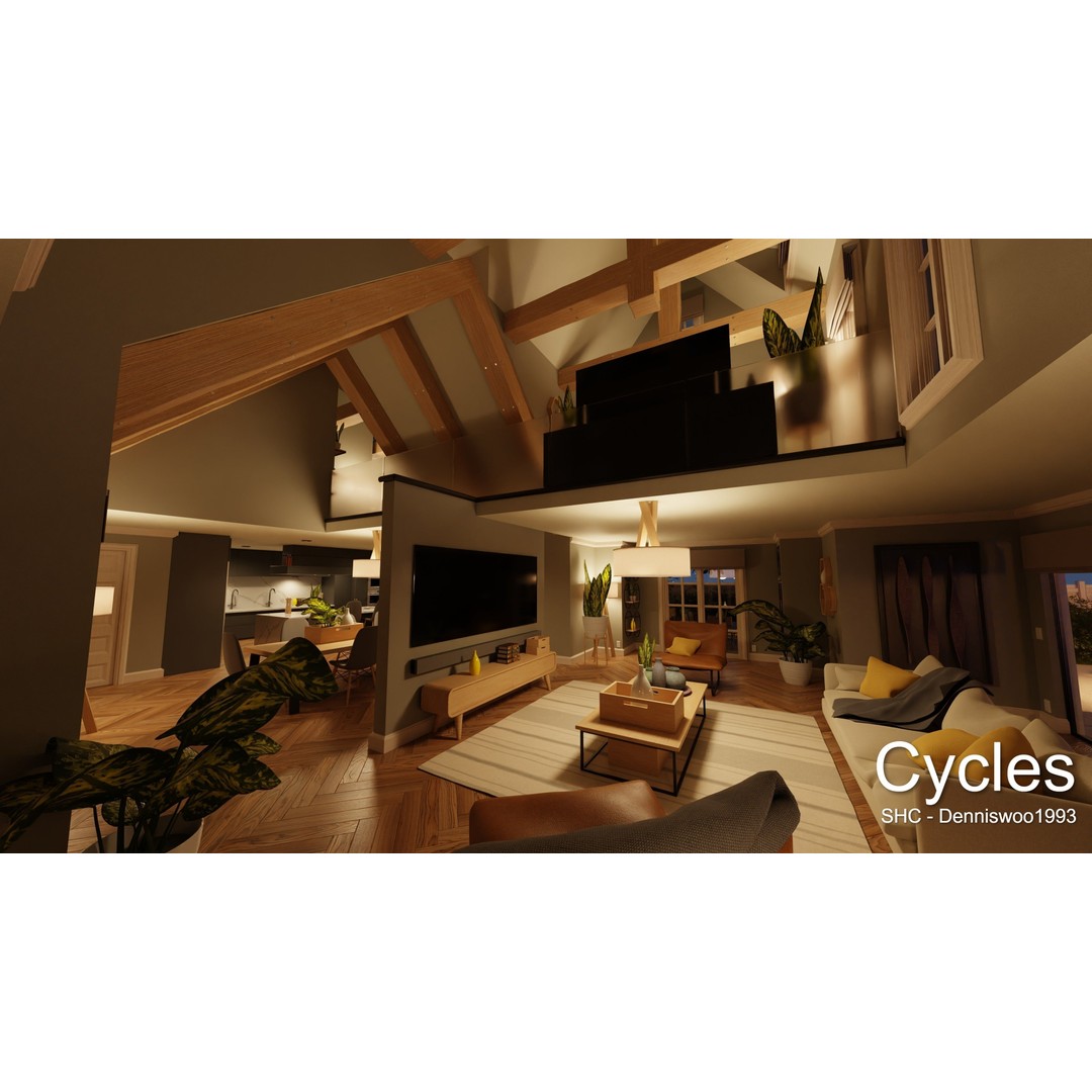 Large Mansion 3D Model – Classic Modern Villa with Animation, Blender - View 38