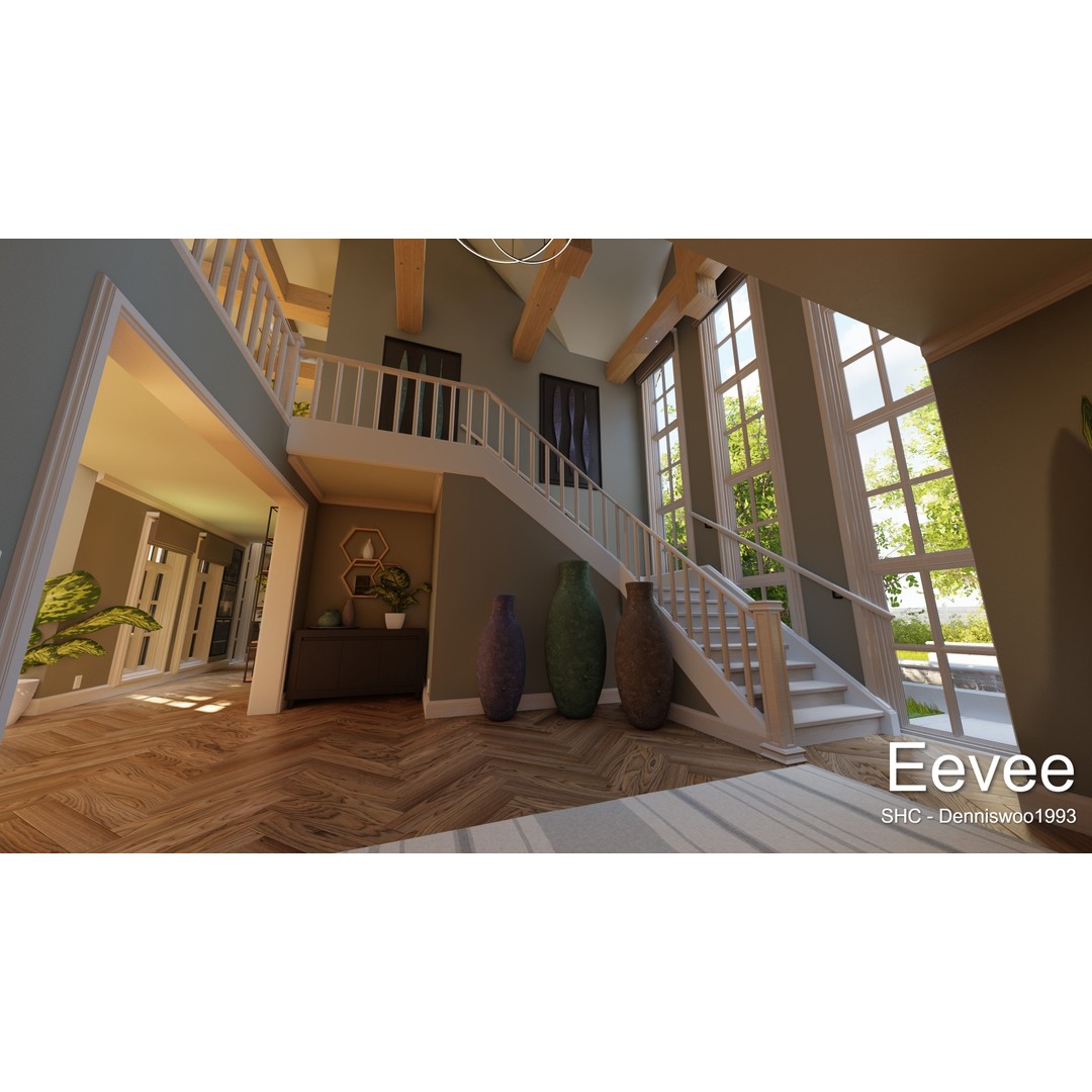 Large Mansion 3D Model – Classic Modern Villa with Animation, Blender - View 54