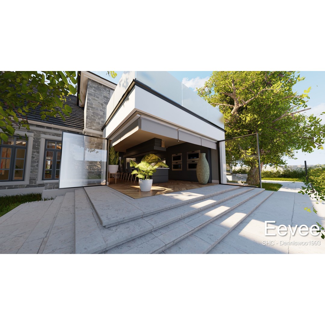 Large Mansion 3D Model – Classic Modern Villa with Animation, Blender - View 57