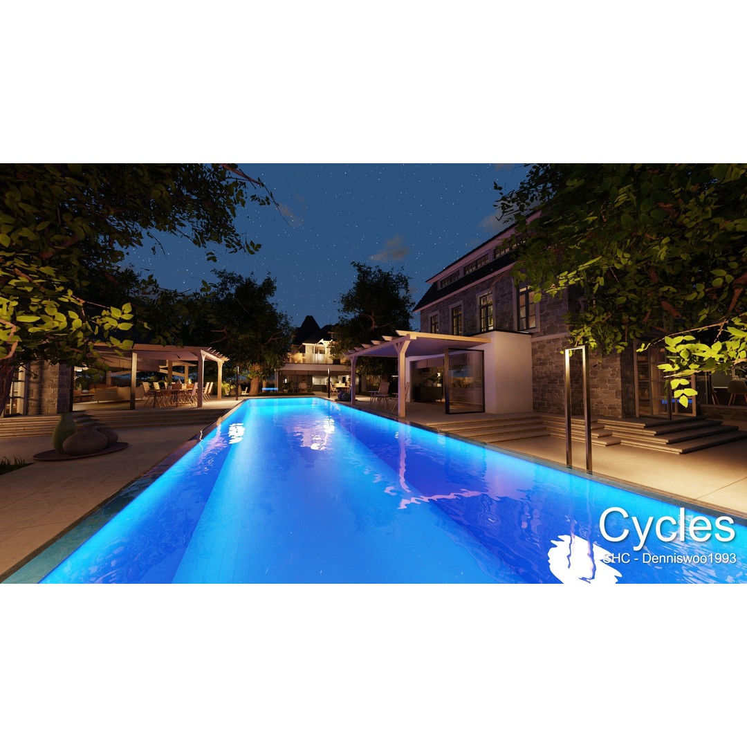 Large Mansion 3D Model – Classic Modern Villa with Animation, Blender - View 6