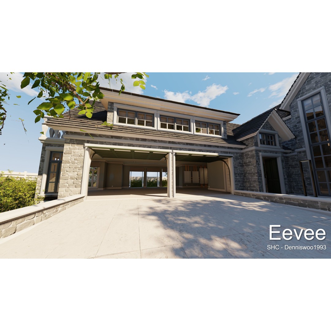 Large Mansion 3D Model – Classic Modern Villa with Animation, Blender - View 63