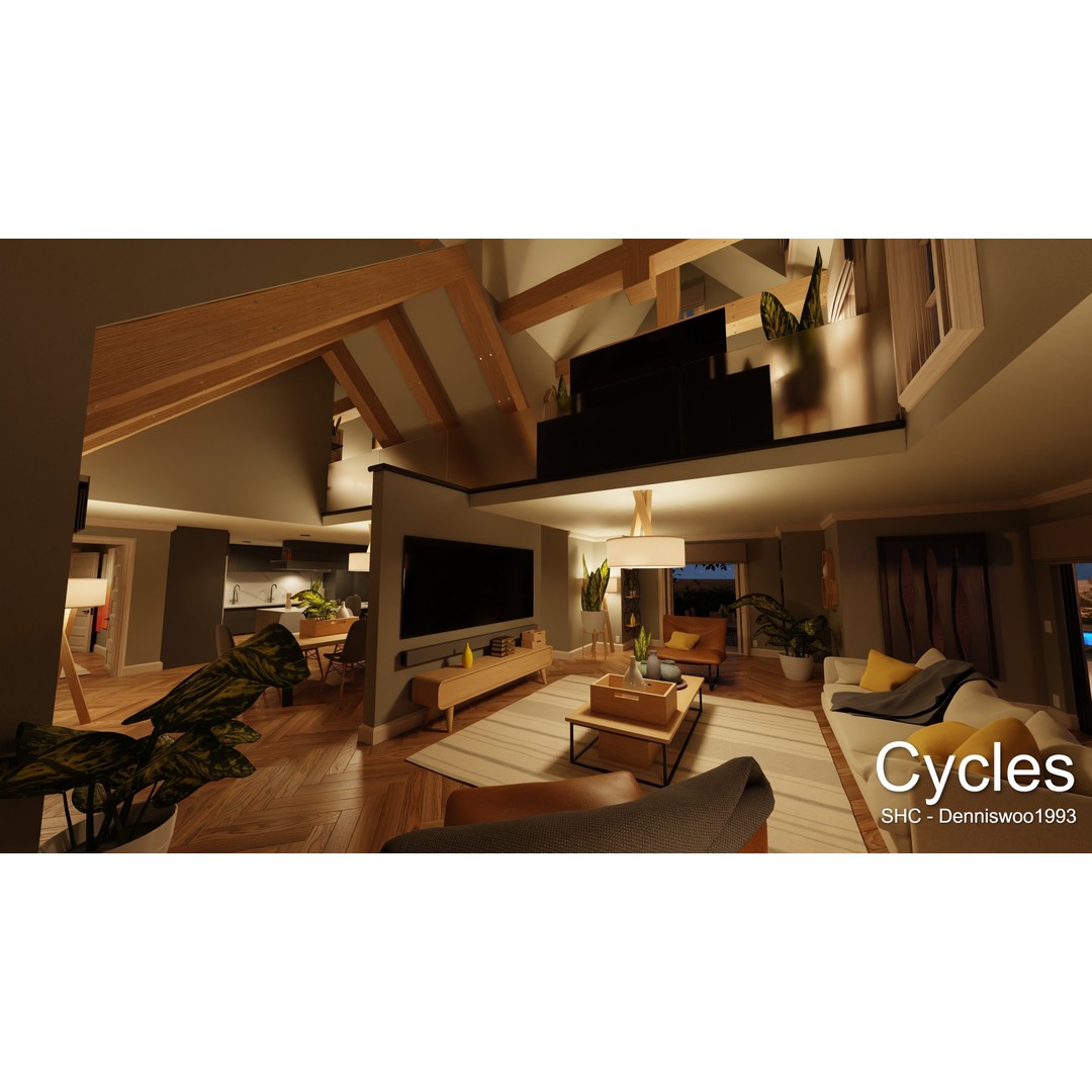 Large Mansion 3D Model – Classic Modern Villa with Animation, Blender - View 9