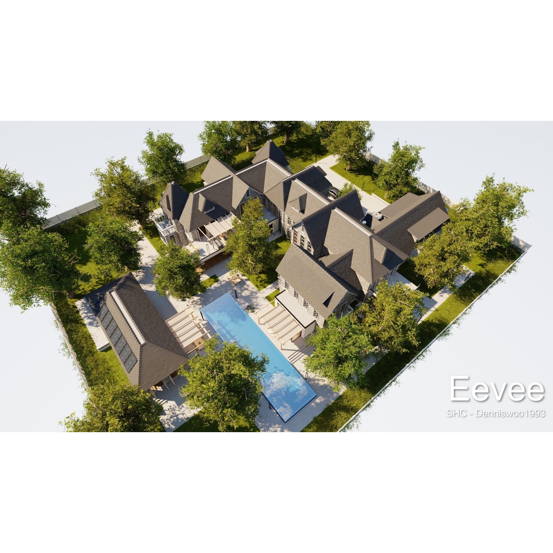Large Mansion 3D Model – Classic Modern Villa with Animation, Blender - View 95