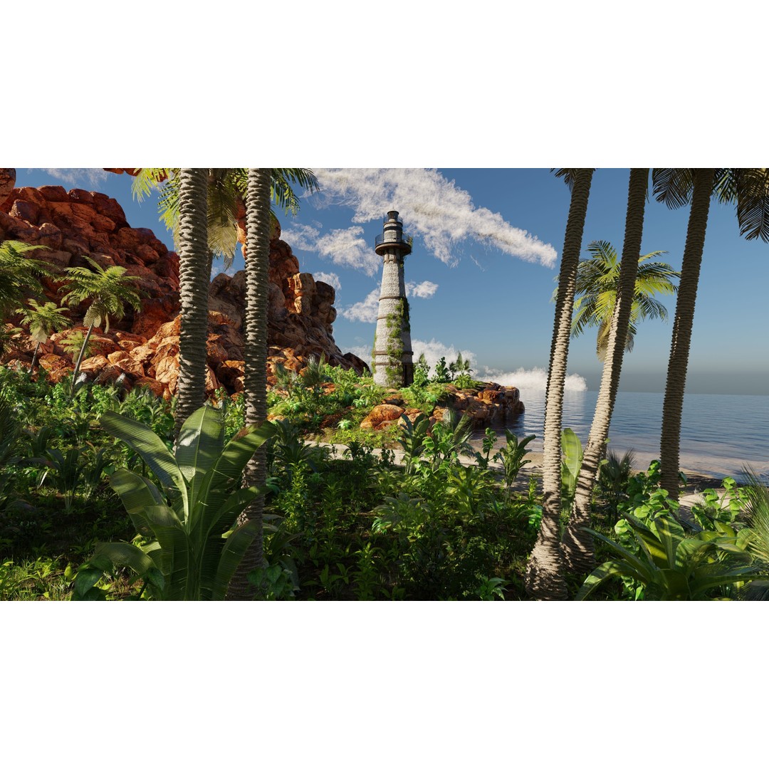 Beach Scene 3D Model – Tropical Landscape with High-Quality Textures - View 10