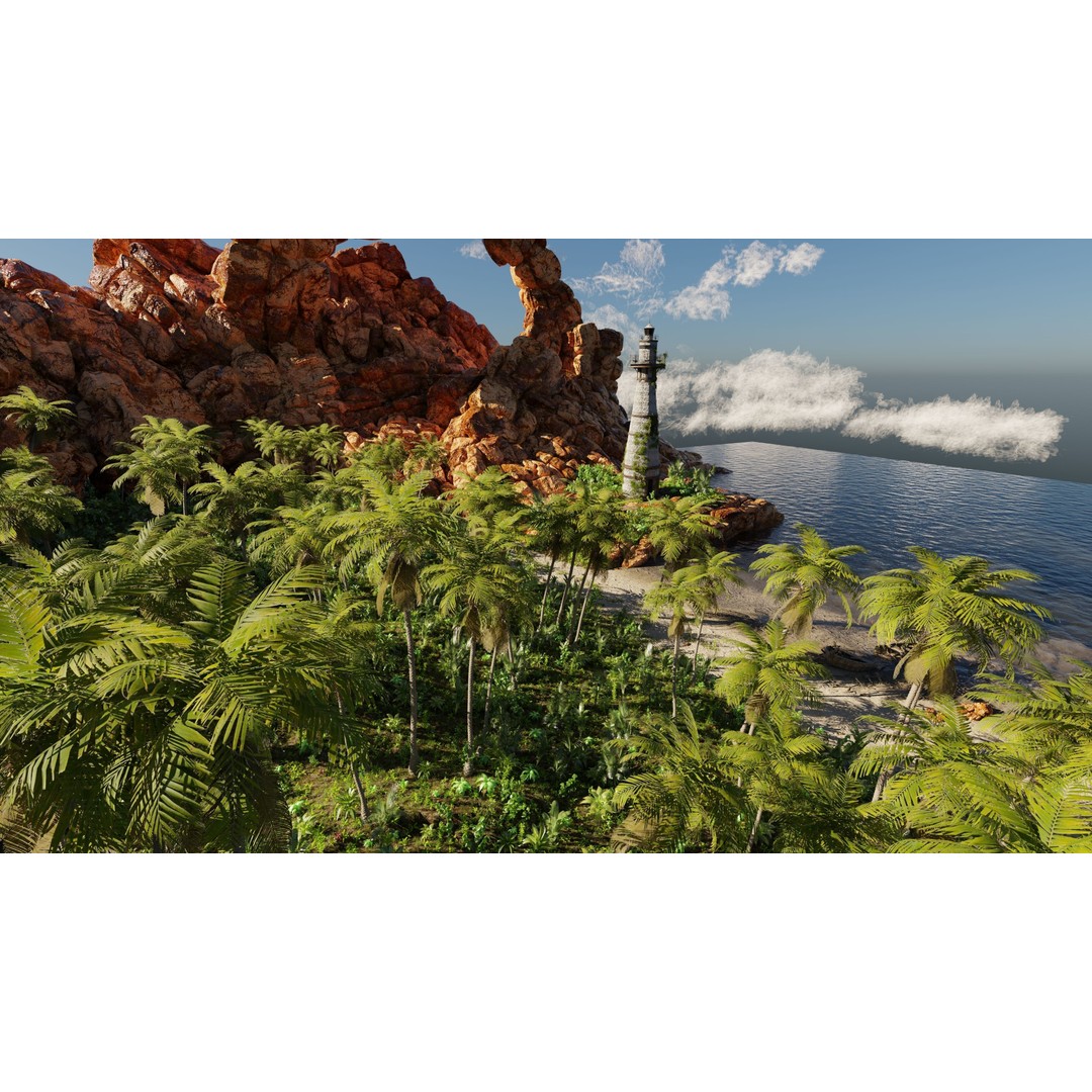 Beach Scene 3D Model – Tropical Landscape with High-Quality Textures - View 11