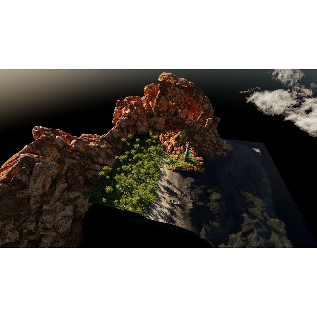 Beach Scene 3D Model – Tropical Landscape with High-Quality Textures - View 13