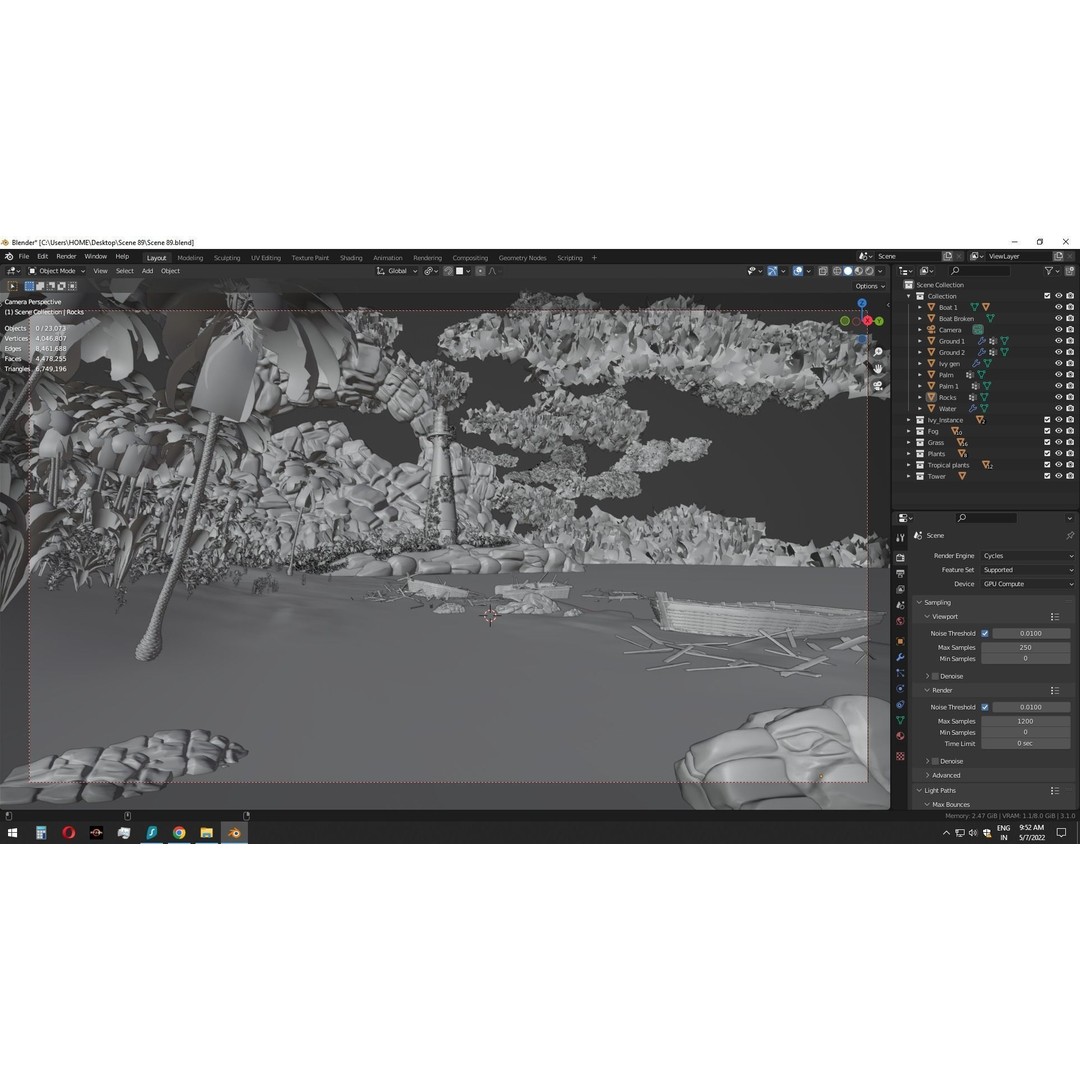 Beach Scene 3D Model – Tropical Landscape with High-Quality Textures - View 15