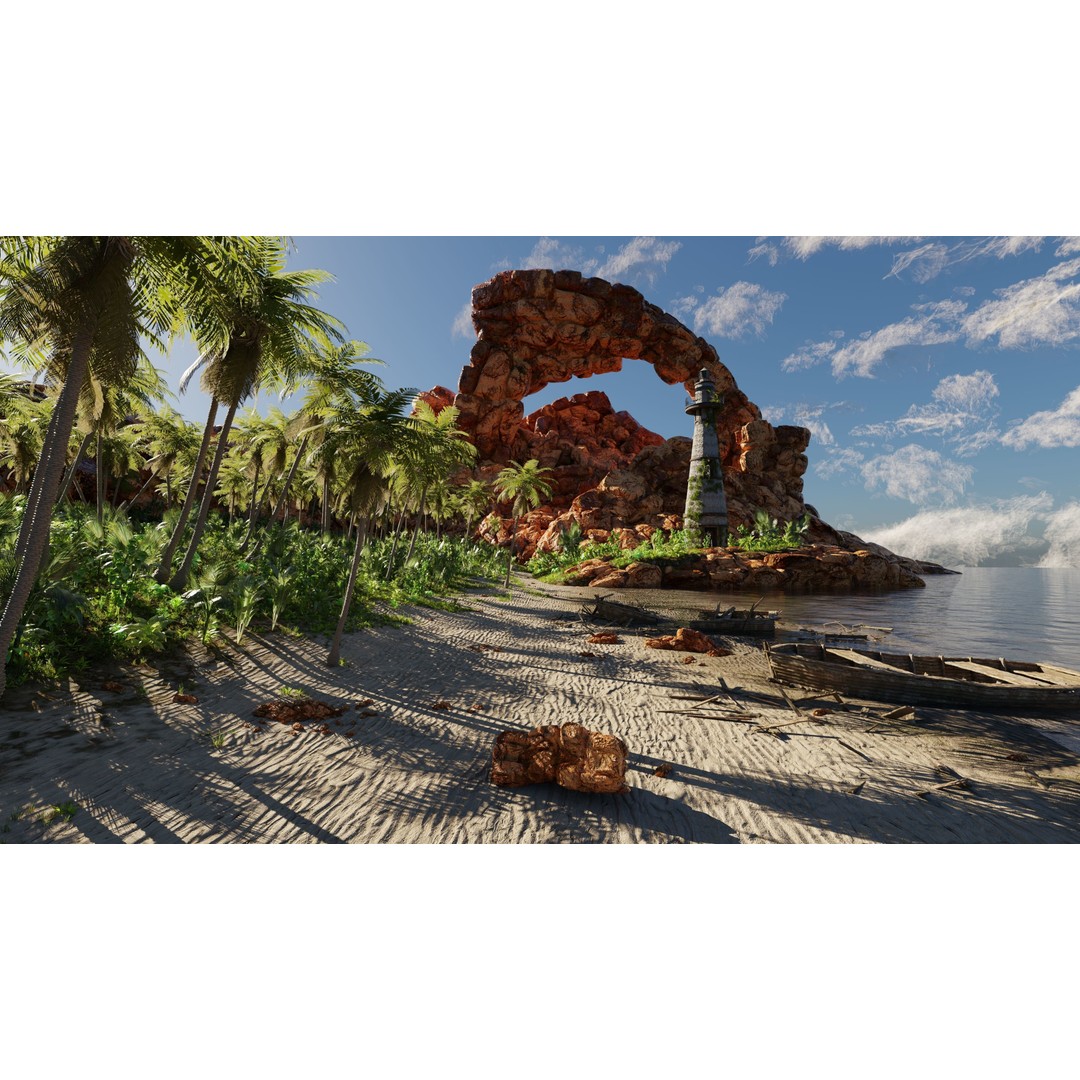 Beach Scene 3D Model – Tropical Landscape with High-Quality Textures - View 3