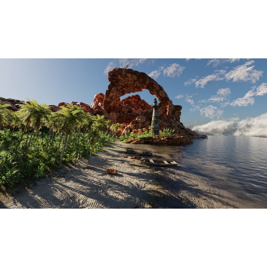 Beach Scene 3D Model – Tropical Landscape with High-Quality Textures - View 4