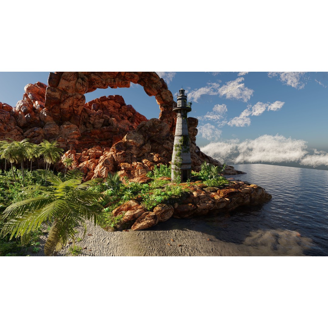 Beach Scene 3D Model – Tropical Landscape with High-Quality Textures - View 7