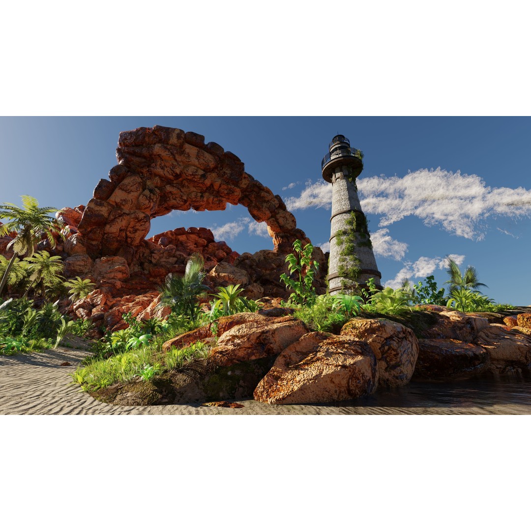 Beach Scene 3D Model – Tropical Landscape with High-Quality Textures - View 8