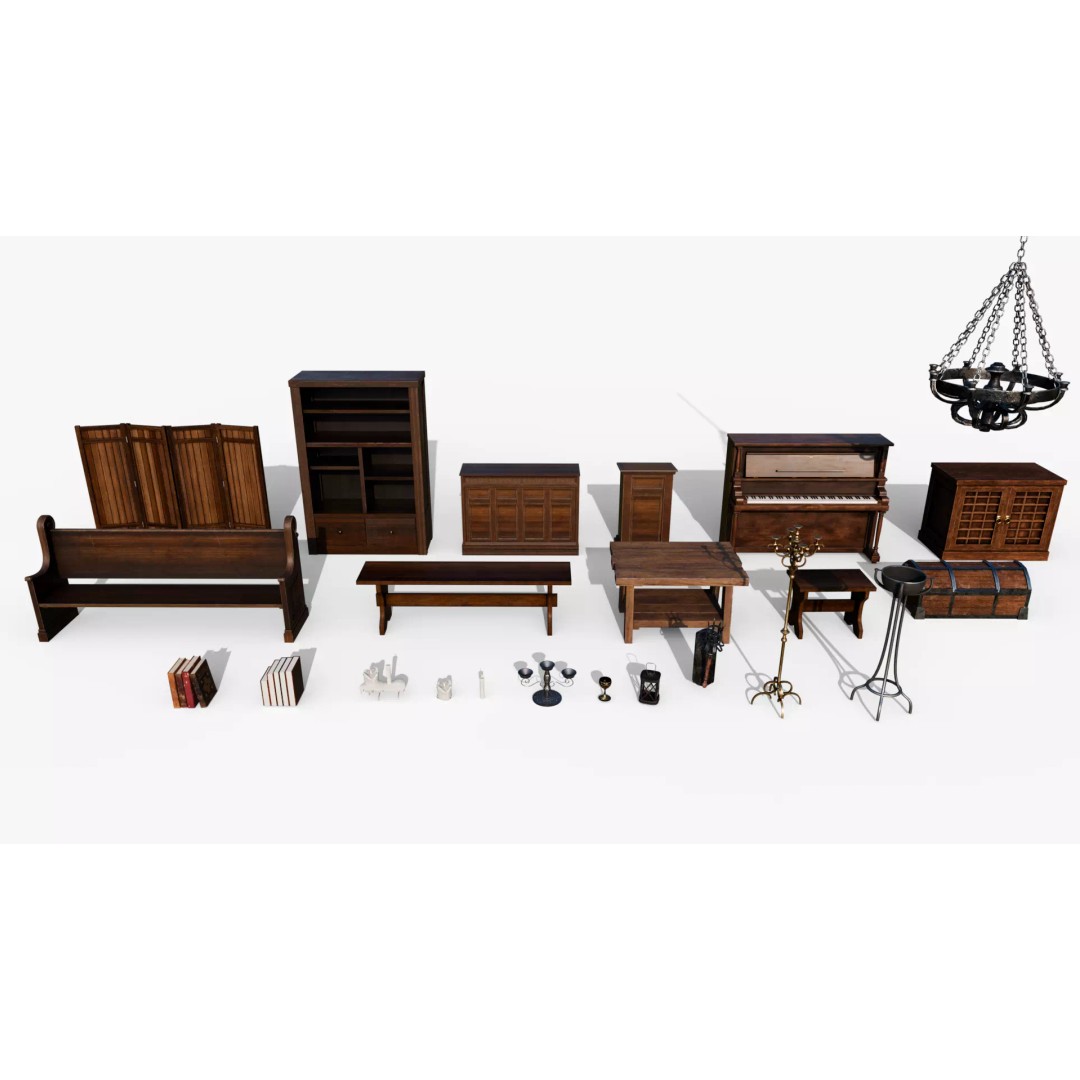 Cozy Gothic Church 3D Model – Low Poly Game-Ready Environment, FBX - View 15