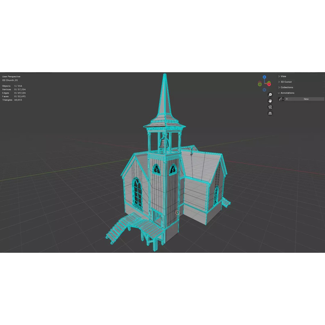 Cozy Gothic Church 3D Model – Low Poly Game-Ready Environment, FBX - View 20