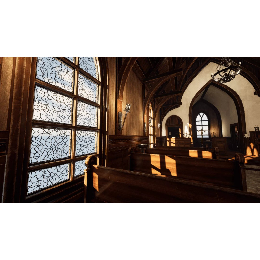 Cozy Gothic Church 3D Model – Low Poly Game-Ready Environment, FBX - View 24