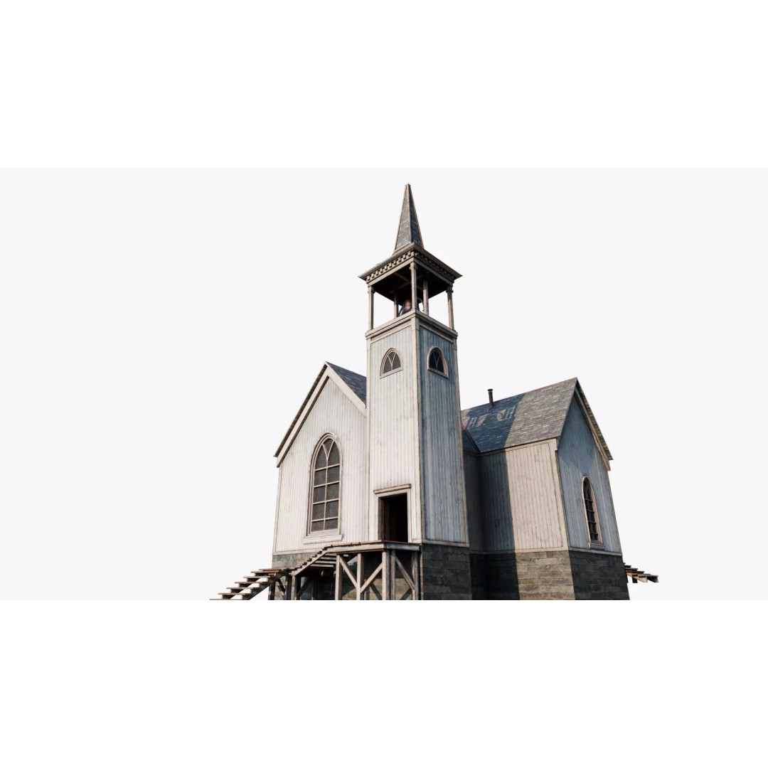 Cozy Gothic Church 3D Model – Low Poly Game-Ready Environment, FBX - View 4