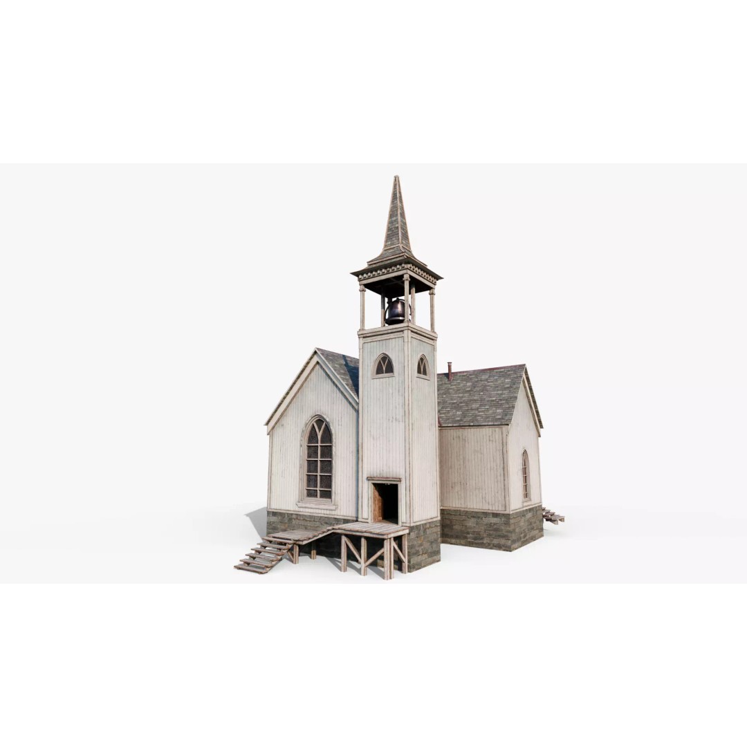 Cozy Gothic Church 3D Model – Low Poly Game-Ready Environment, FBX - View 7