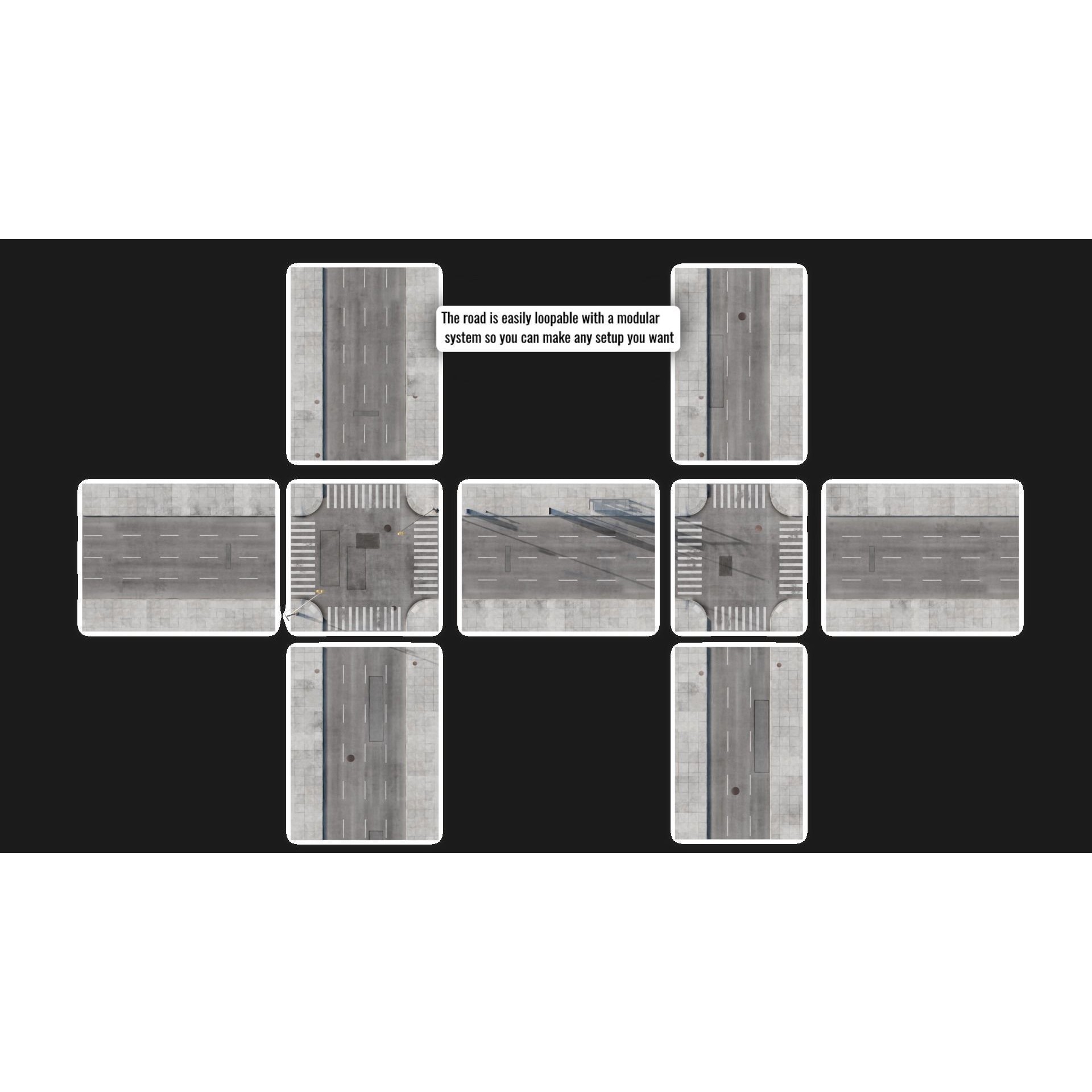 City Roads - Low-Poly Game-Ready 3D Model - View 12