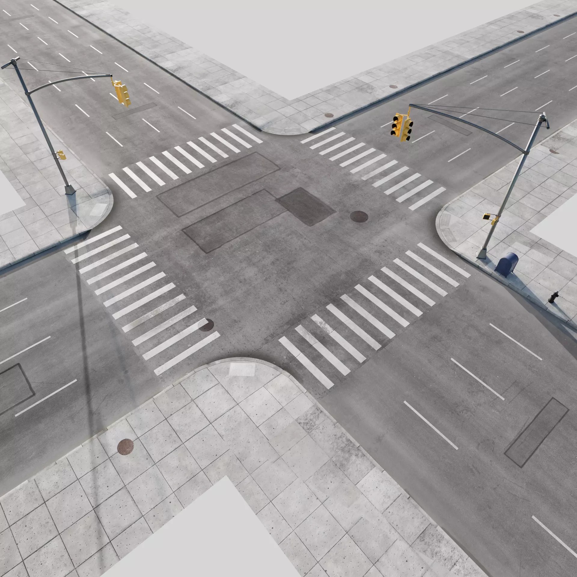 City Roads - Low-Poly Game-Ready 3D Model - View 2