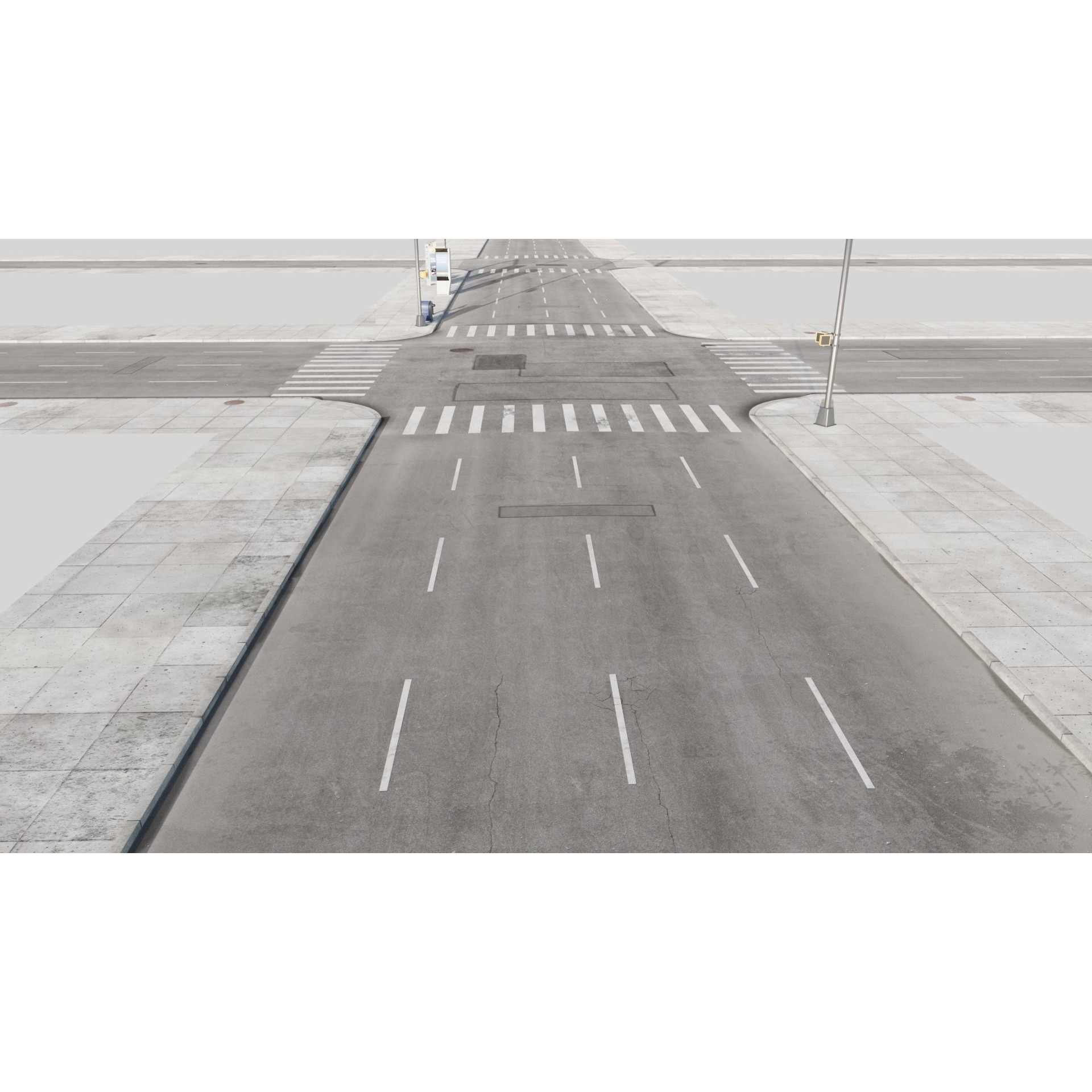 City Roads - Low-Poly Game-Ready 3D Model - View 3