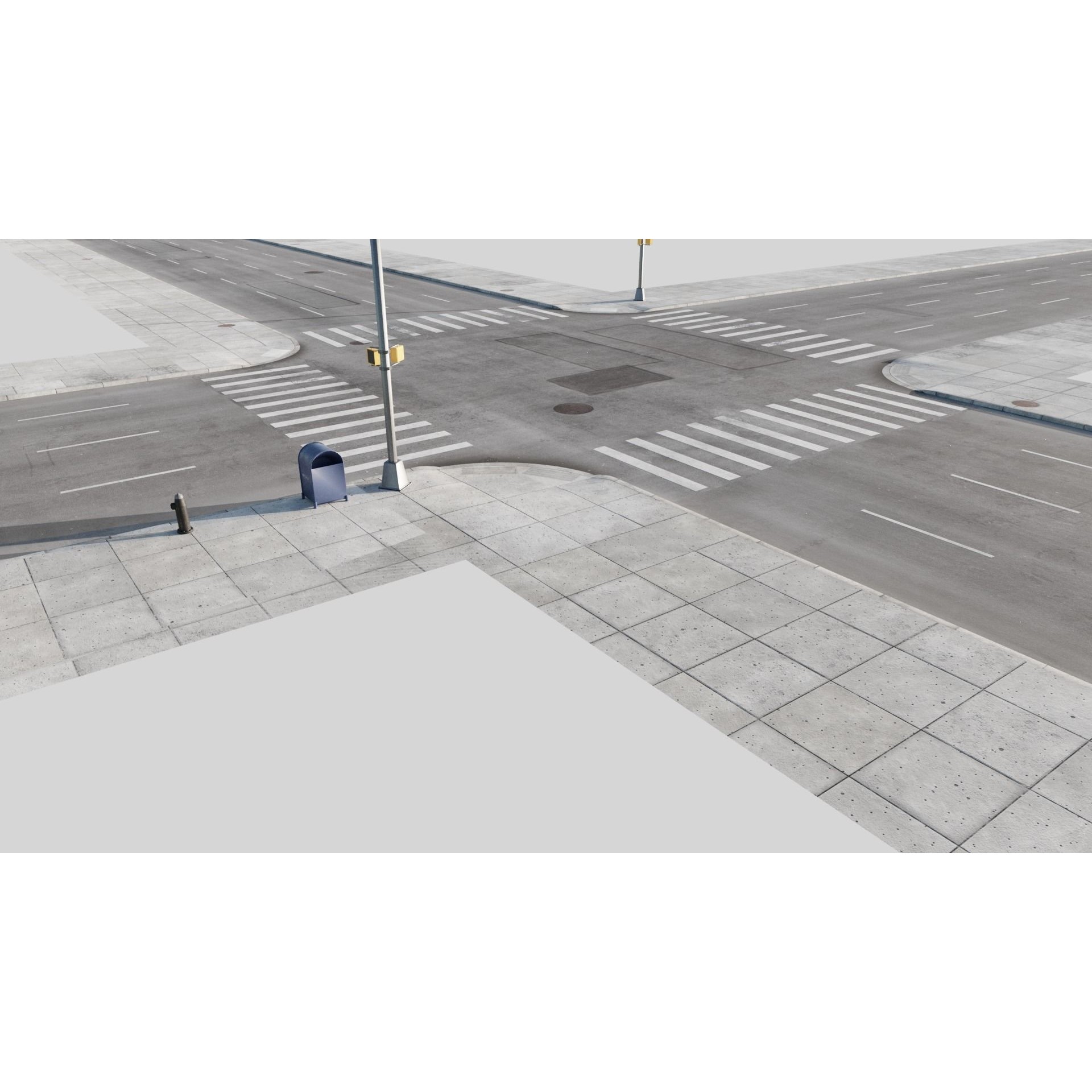 City Roads - Low-Poly Game-Ready 3D Model - View 4