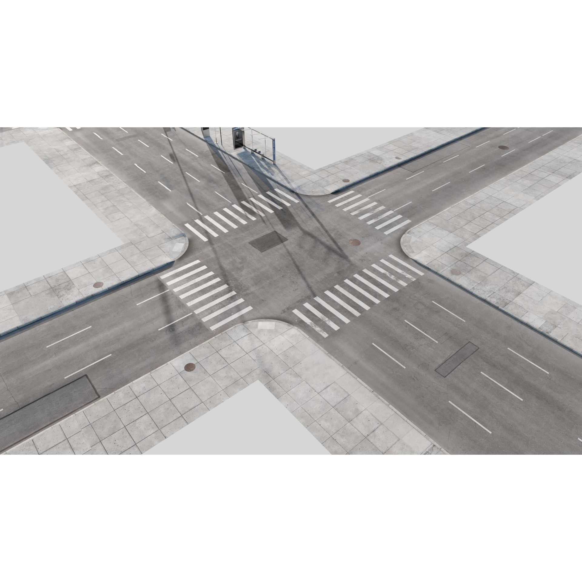 City Roads - Low-Poly Game-Ready 3D Model - View 6
