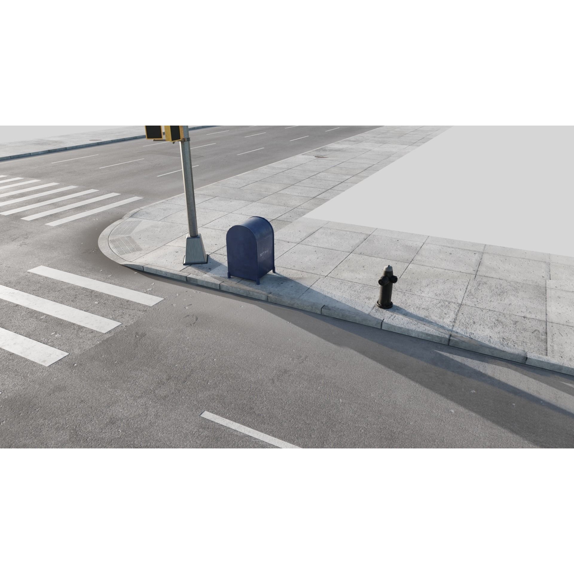 City Roads - Low-Poly Game-Ready 3D Model - View 8