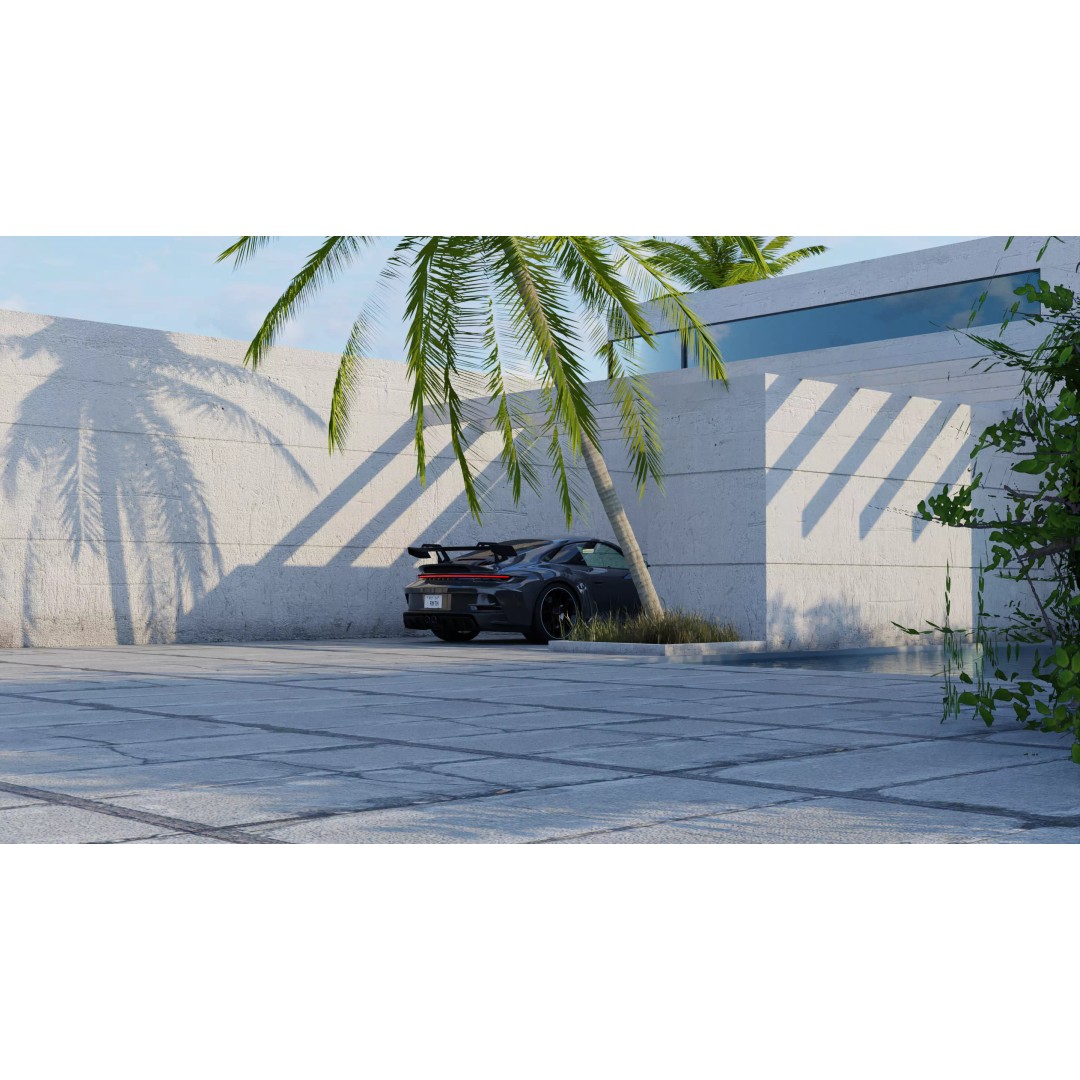 Automotive Render Scene 3D Model – Textured Blender Project, Game Ready