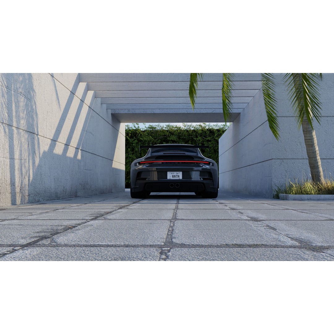 Automotive Render Scene 3D Model – Textured Blender Project, Game Ready - View 3