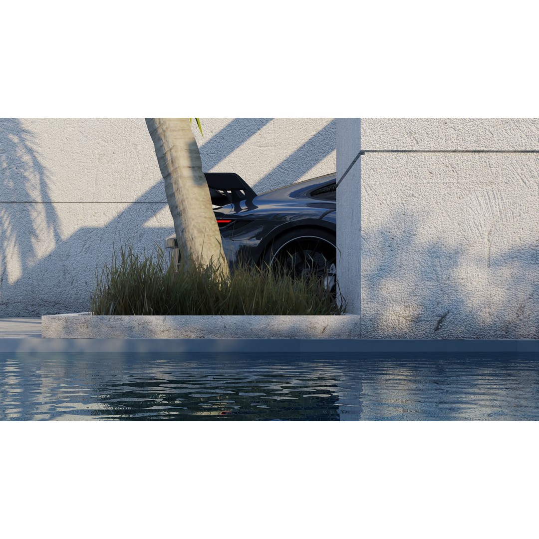 Automotive Render Scene 3D Model – Textured Blender Project, Game Ready - View 5
