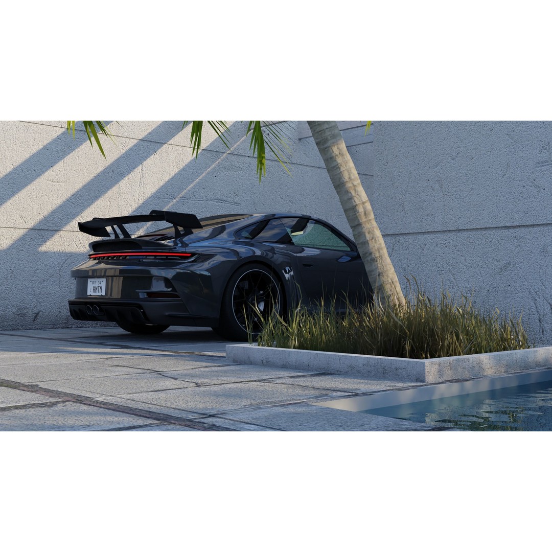 Automotive Render Scene 3D Model – Textured Blender Project, Game Ready - View 6