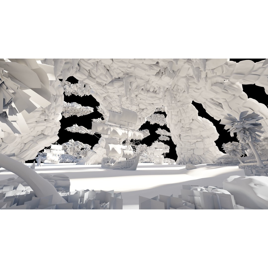 Pirate Island Scene 3D Model – High Poly Landscape, Blender, FBX, OBJ - View 25