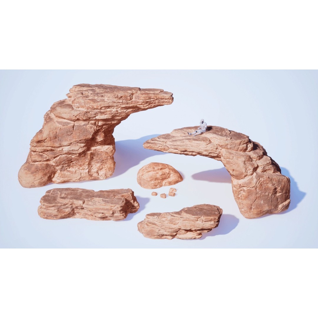 Desert Sandstone Cliffs 3D Model – Low Poly Modular Environment, FBX - View 11
