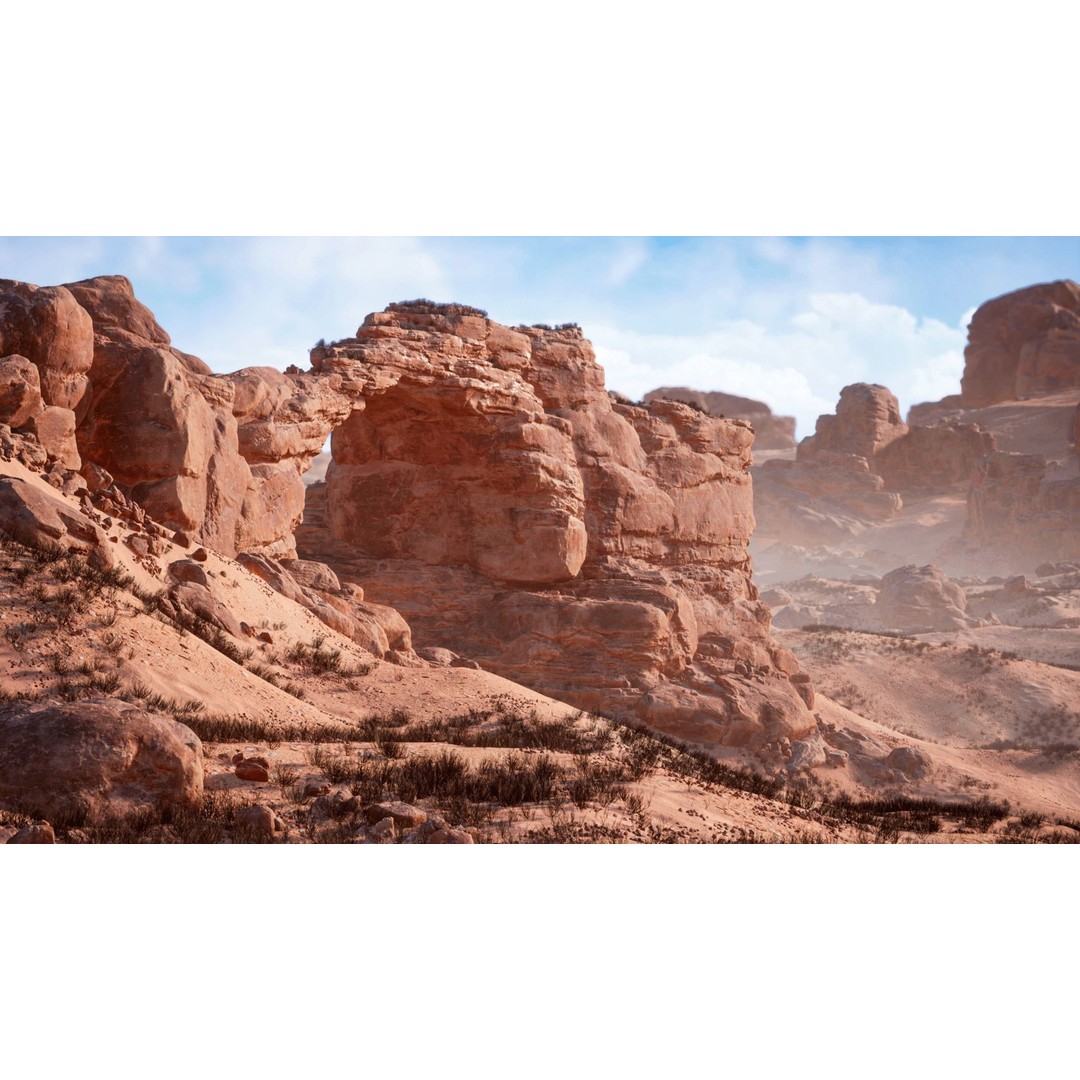 Desert Sandstone Cliffs 3D Model – Low Poly Modular Environment, FBX - View 3