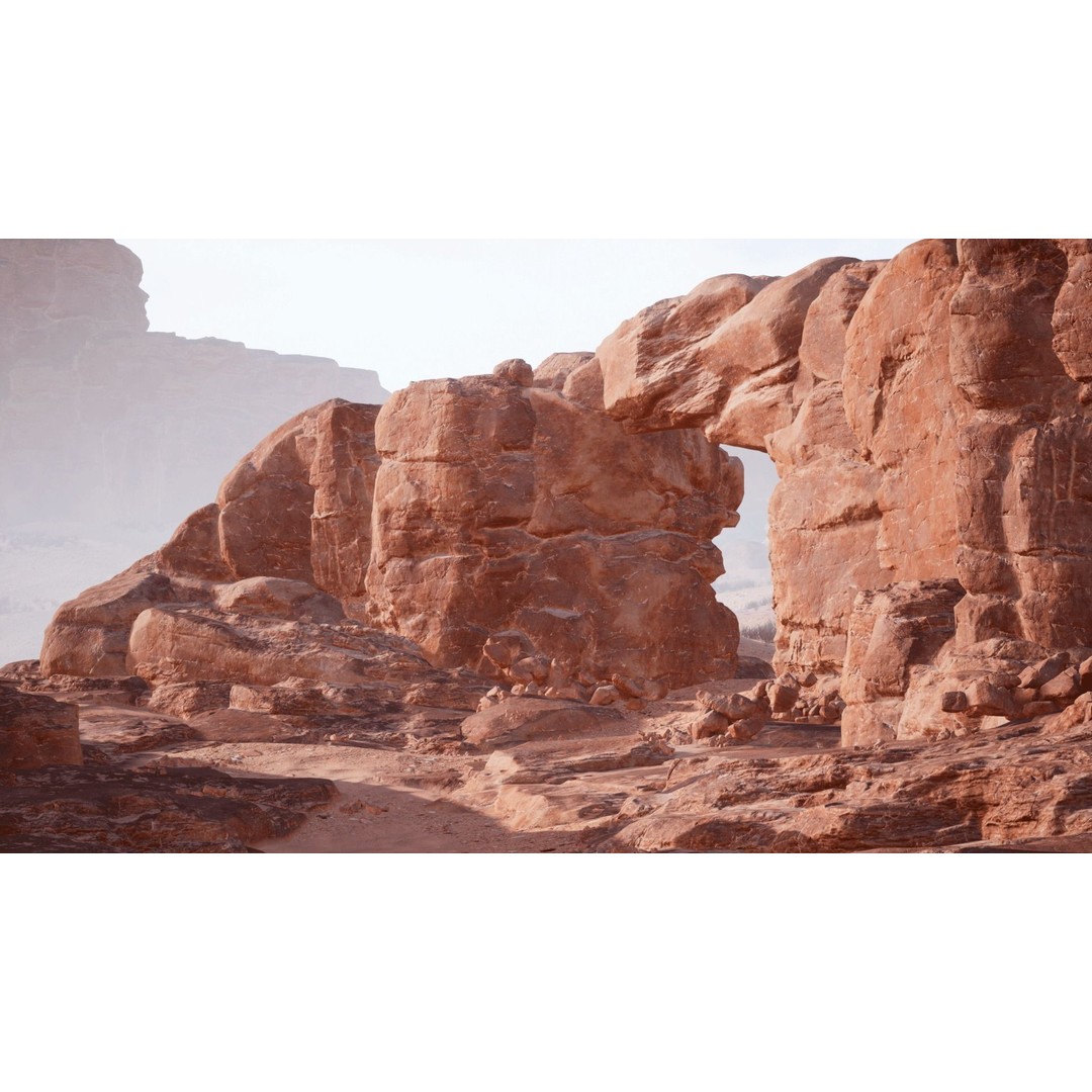 Desert Sandstone Cliffs 3D Model – Low Poly Modular Environment, FBX - View 7