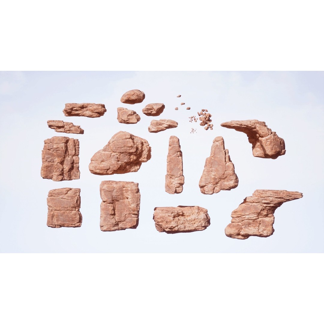 Desert Sandstone Cliffs 3D Model – Low Poly Modular Environment, FBX - View 9
