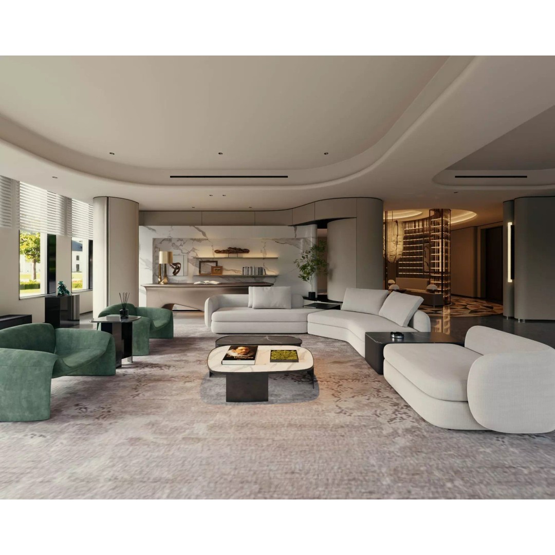 Living Room 3D Model – Low Poly Contemporary Design, FBX - View 2