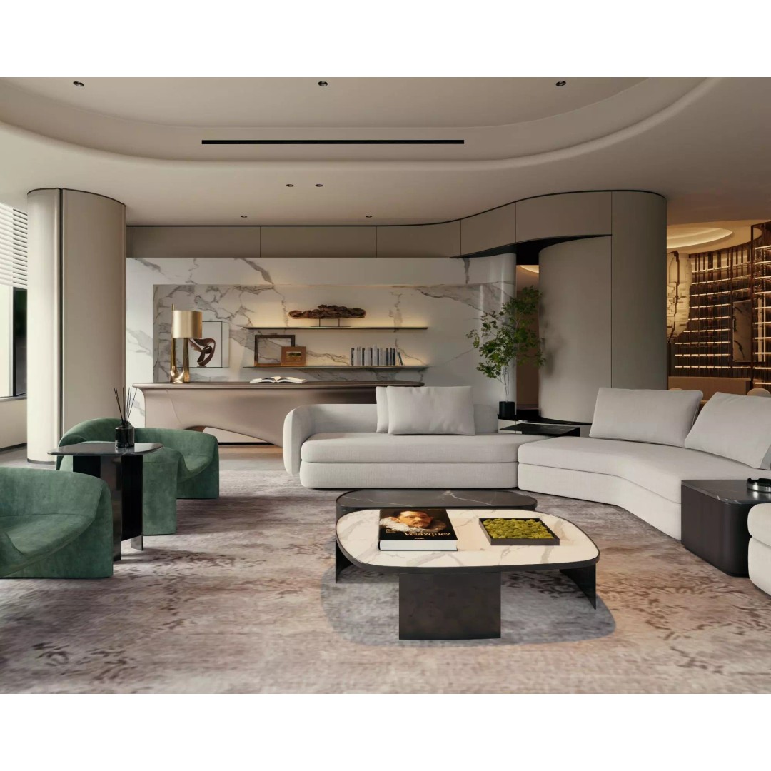 Living Room 3D Model – Low Poly Contemporary Design, FBX - View 3