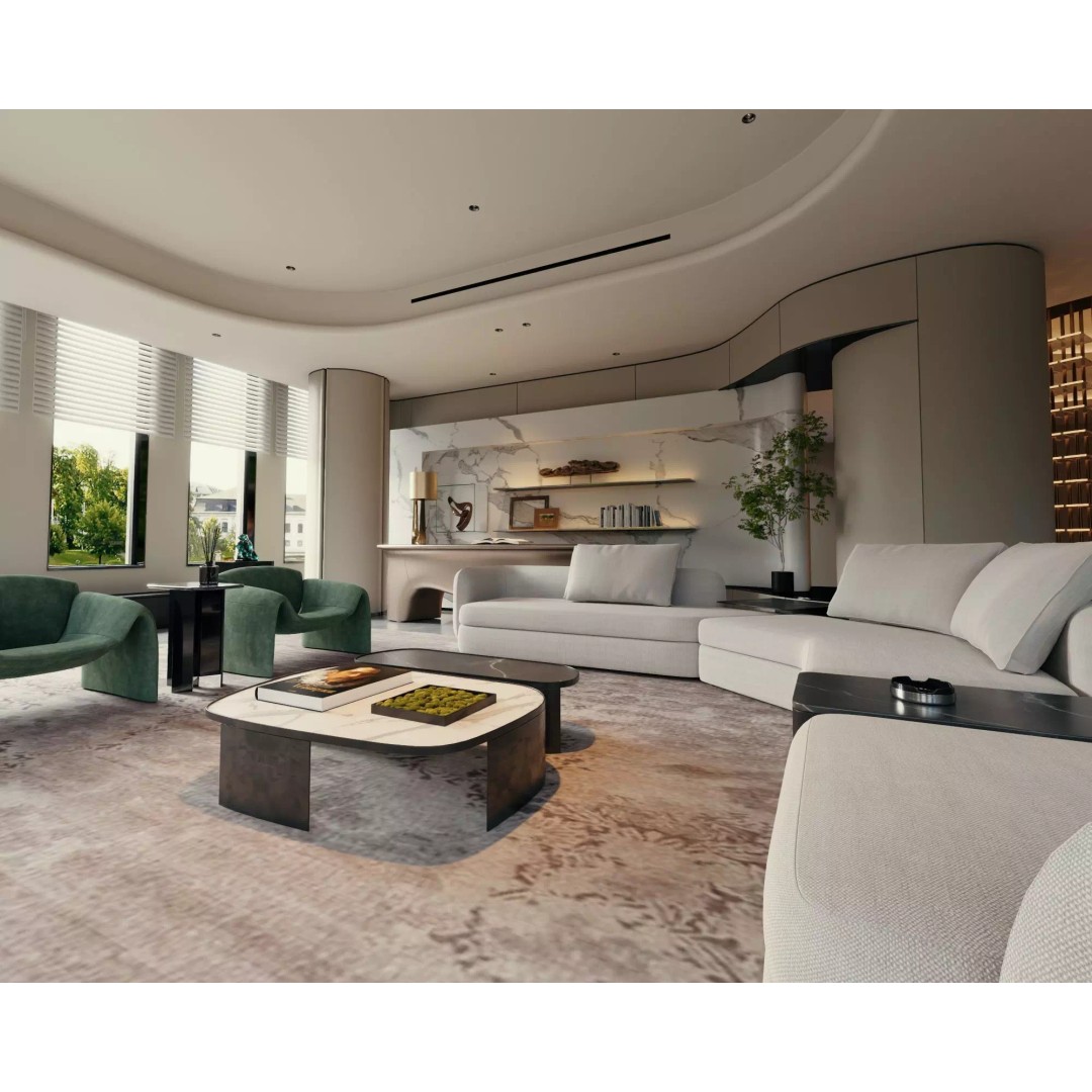 Living Room 3D Model – Low Poly Contemporary Design, FBX - View 4