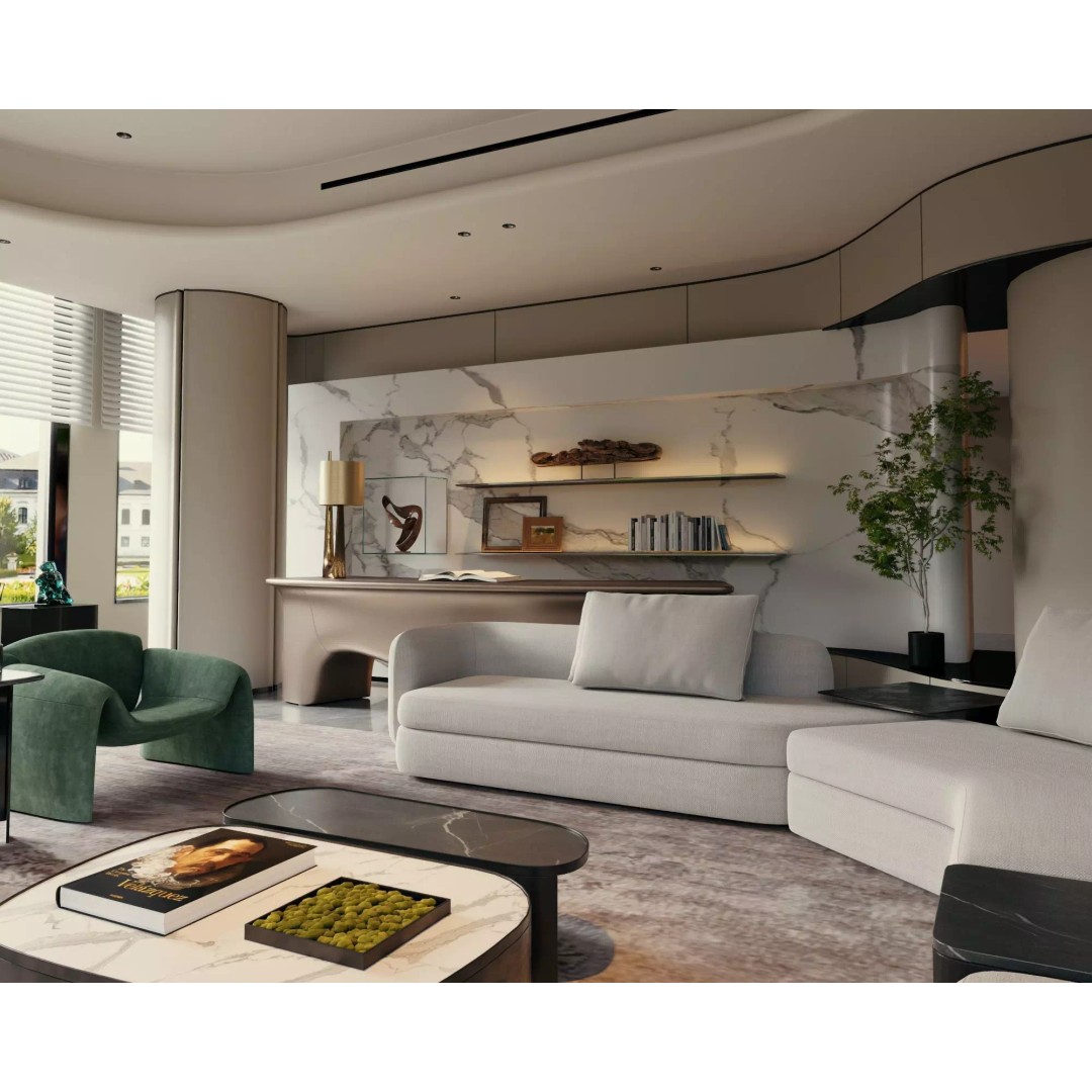 Living Room 3D Model – Low Poly Contemporary Design, FBX - View 5